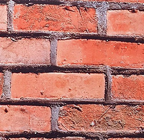 Joy Fix Möbelfolie - Dekorfolie Schrankfolie - Rot - Modern, Landhaus - Polyvinylchlorid - Selbstklebend - 0,45 x 2 Meter - Mauerwerk Motiv - Innenbereich - Made in Europa