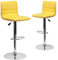 Flash Furniture Barhocker, modern, Vinyl, höhenverstellbar, mit horizontalen Ziernähten an Rückenlehne, 2 Stück, gelb
