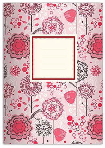 Kartenkaufrausch 8 fröhliche Flower Power DIN A4 Schulhefte, Rechenhefte, rot Lineatur 29 (Kariertes/rautiertes Heft)