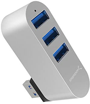 SABRENT USB hub 3.0, USB Adapter, drehbar USB Verteiler, Aluminum mehrfach verlängerung, für PS4/PS5, Gaming PC, Laptop, USB Stick, drucker, Keyboard, MacBook, und mehr (HB-R3MC)