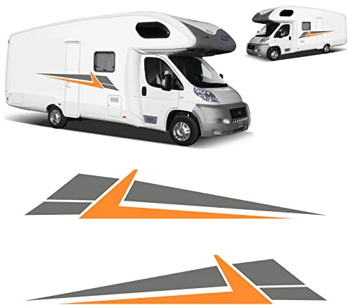 mural stickers Adesivi Decorativi per AMBEDUE Le FIANCATE - - - per Camper, FURGONI E Van - - - cod. 1201 (Arancione-Grigio)
