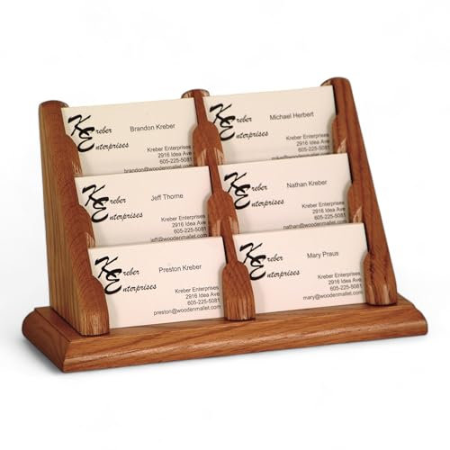 Wooden Mallet Visitenkartenhalter mit 3 Fächern, Holz Eiche medium
