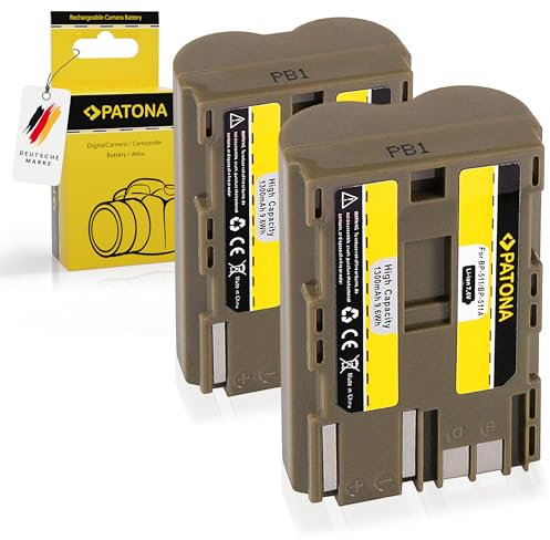 PATONA 2X BP-511 Akku 1300 mAh Ersatzakku kompatibel mit Canon PowerShot Power Shot G1 G2 G3 G5 G6 Pro 90 90is Pro1 EOS 5D 10D 20D 20Da 30D 40D 50D 300D 300V D60 Batterie BP511 BP 511