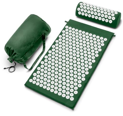 Sivan Akupressurmatte und Kissen-Set zur Linderung von Rücken- und Nackenschmerzen, chronische Rückenschmerzbehandlung, lindert Stress bei Schmerzen im unteren oberen Rücken und Ischiasschmerzen, Grün