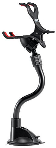 ipow Car Phone Holder, Universal Windscreen Dashboard Car Phone Mount-Adjustable 7 Long Arm Gooseneck Car Phone holder with X-Shaped Clamp-360° Rotation, Super Stable for All 4.0 to 6.7 inch Phones