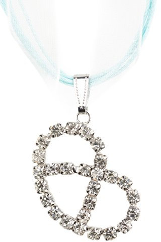 Trachtenkette elegante Brezel mit funkelndem Strass in vielen Farben - Anhänger Trachtenschmuck Kette für Dirndl und Lederhose Brezel Sterne (Türkis)