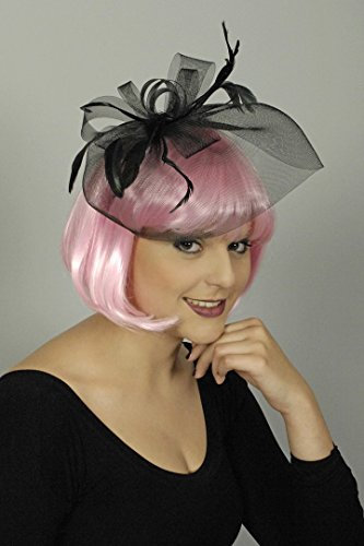 Generique - Haarschmuck Fascinator Netzhaarteil mit Federn schwarz