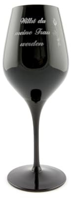 Blind Tasting - Schwarzes Weinglas mit persönlicher Gravur, Wunschgravur für Weißwein Rotwein zum Genießen oder Blindverkostung