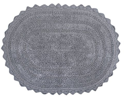 DII Crochet Collection Wende-Badematte, klein, oval, 43 x 61 cm, Grau
