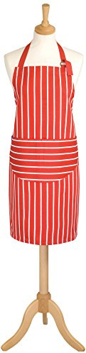 Classic Butcher's Stripe 100 Percent Cotton Standard Length Adult Apron, Red