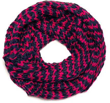 Kandharis Rundschal Schlauchschal in Grobstrick Muster zweifarbig 2 Farbig Uni Neonpink Dunkelblau