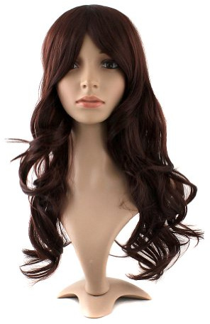 MapofBeauty Charming Synthetic Fiber Long Wavy Hair Wig Women's Party Full Wigs (Dark Brown)