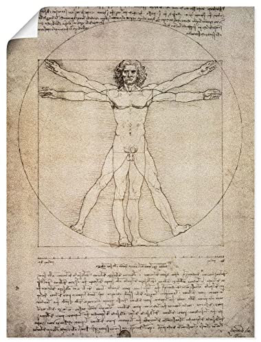 ARTland Wanddeko Poster & Kunstdrucke Wandposter 30x40 cm Menschen Mann Skizze Zeichnung Proportionszeichnung nach Vitruv 1490 Renaissance Leonardo da Vinci T6SM