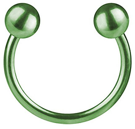 Piercingfaktor Hufeisen Ring Horseshoe Edelstahl Piercing Brust Nippel Lippe Nase Septum Tragus Ohr Helix Intim mit Kugeln Grün 1,2mm x 10mm x 4mm