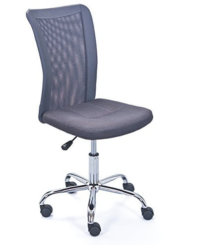 Inter Link - Kinderdrehstuhl - Kinderschreibtischstuhl - Ergonomischer Drehsessel - Höhenverstellbar - Verchromter Metallfuß- Atmungsaktiver Mesh-Gewebebezug - 360° drehbar - Grau - Bonnie
