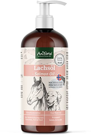 AniForte Premium Salmon Oil for Dogs, Cats, Horses & Pets 1L, 100% Natural Norwegian Fish Oil with Omega, 3 High Level of EPA and DHA Fatty Acids, Barf Supplement