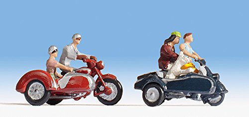 NOCH Motorradfahrer, Miniaturfiguren Set Spur N, handkoloriert für Modellbau und Dioramen
