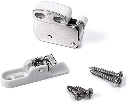 50 Stück SO-TECH® Federschnäpper Türschnapper Mini Latch inkl. Halteplatte - verbesserte Ausführung - Stahl verzinkt