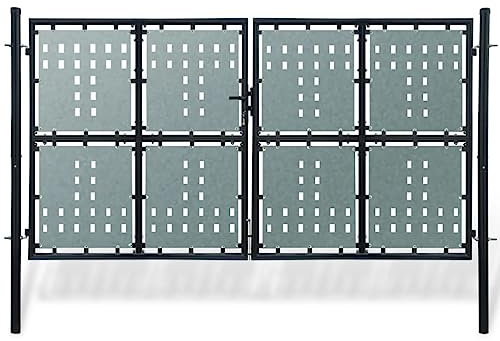 vidaXL Puerta DobleValla de Jardín Moderna Acero Negro Cancela Cerca Exterior