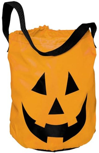 Amscan 370152-55 - Tragetasche Kürbis, Textiltasche, Größe 30 x 25 cm, Süßigkeiten Beutel, Party, Halloween, Orange