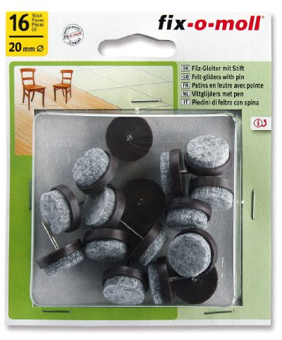 Suki 16 Stück Filzgleiter mit Stift, für glatte Böden, stark, braun