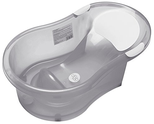 dBb Remond Baignoire pour bébé de 0 à 6 mois - Bouchon de vidange - Têtière et poignées en caoutchouc - Transat intégré - Contenance 10 litres - L64 x l38 x P22.5 cm - Grise