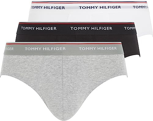 Tommy Hilfiger Herren 3er Pack Unterhosen Briefs Unterwäsche, Mehrfarbig (Black/Grey Heather/White), S