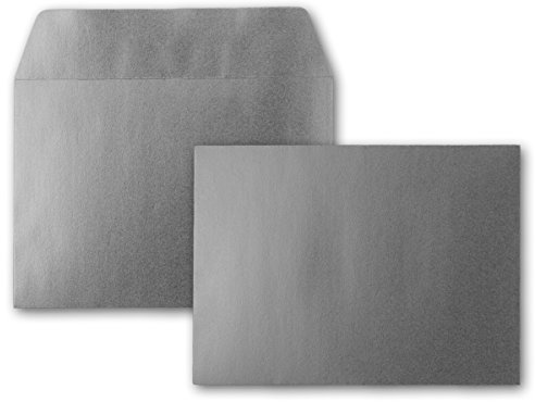 25x Silber-Metallic Brief-Umschläge DIN C6 Format 11,4 x 16,2 cm - Haftklebung - Kuverts ohne Fenster - Weihnachten, Grußkarten & Einladungen