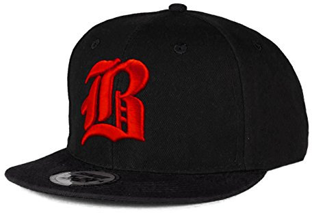 Cappello da baseball, chiusura posteriore regolabile, motivo 3D: B gotica in rilievo, da hip-hop multicolore B black red Regular