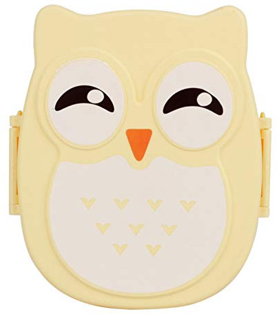 Yosoo Tragbare Süße Eule Leakproof Rechteckige Mittagessen Lunchbox Lebensmittel Obst Storage Container für Kinder und Erwachsene, ca. 16.8 * 13 * 7cm, Kapazität: 1050ml (gelb)