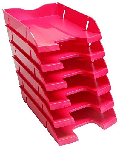 Briefablage 6 Stück A4-C4 stapelbar PET rot Dokumentenablage Schreibtischablage Formularablage Briefkorb Ablagenkorb Ablagenbox