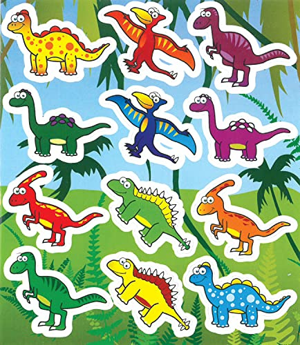 Dinosaur Stickers, 6 Sheets of 12 Stickers Multi-Coloured