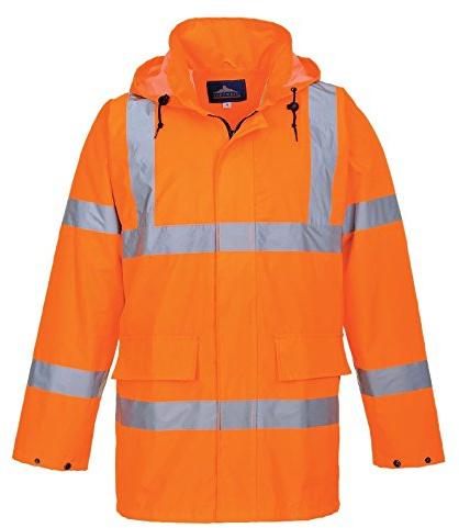 Portwest US160 Ampeljacke Reflektierend Verdeckte Kapuze Warnschutz Verkehr | Orange, 3XL, EN ISO 20471 Klasse 3, UPF 40+, 100% Polyester Oxford, Wasserdicht, Langarm, Reißverschluss, Verstaubar