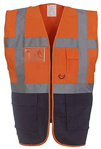 Yoko Hi-Vis Premium Executive/Manager Waistcoat / Jacket (L) (Hi Vis Yellow/Navy)