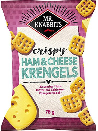 14 Beutel a 75 g Mr Knabbits Krengels Ham & Cheese Käse Schinken
