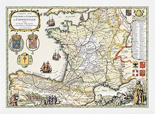 Carte des chemins de Saint-Jaques de Compostelle