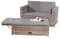 Melko Gartenset Polyrattan Lounge Sofa-Garnitur aus Holz in Grau mit klappbarer Fußbank & Stauraum, Tisch inklusive Kissen