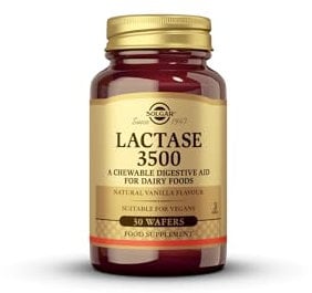 Solgar | Lactasa 3500 | Mantenimiento de una flora intestinal equilibrada | Sabor Vainilla | 30 comprimidos masticables