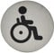Durable 490623 Pictograma para puerta redondo, aseo WC para discapacitados, 83 mm, plata metálica