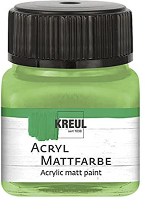 KREUL 75242 - Acryl Mattfarbe, maigrün im 20 ml Glas, cremig deckende, schnelltrocknende Farbe auf Wasserbasis, für viele verschiedene Untergründe geeignet