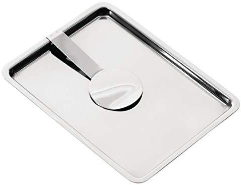 Olympia Stainless Steel Curved Tip Tray With Bill Clip, 132x180x10mm | Corrosion and weather-resistant properties provide long-lasting durability for busy indoor and outdoor table service.