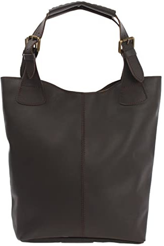 LECONI Henkeltasche Echt-Leder Vintage-Look Damentasche Handtasche für Damen Shopper für Freizeit, Büro oder Shopping Beuteltasche Frauen Ledertasche 34x35x10cm dunkelbraun LE0033-wax