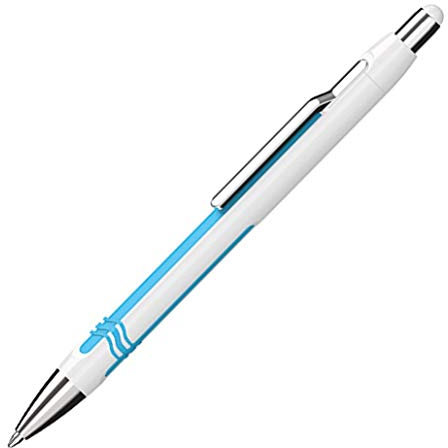 Schneider Epsilon Druckkugelschreiber (Strichstärke XB, Schreibfarbe: blau, dokumentenechte Mine) weiß-cyan