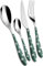 BUGATTI Set di Posate da 24 Pezzi, Celadon a Pois, Acciaio Inossidabile, Verde seladon