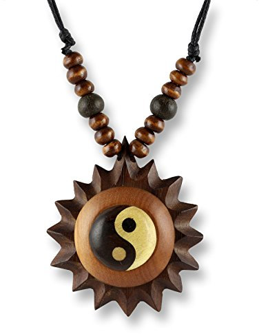 Island Piercings Halskette Anhänger aus Holz Ying Yang Handarbeit längenverstellbar N291