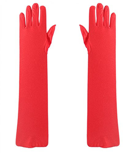 Foxxeo rote lange Handschuhe für Damen 20er Jahre Party Karneval Fasching Charleston edel