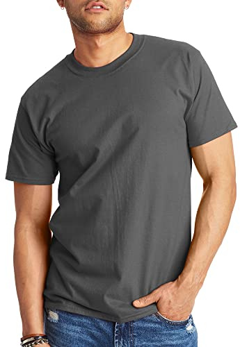 Hanes Mens Beefyt T-shirt, Heavyweight Cotton Crewneck Tee, 1 Or 2 Pack, Available In Tall Sizes Fashion-t-shirts, Smoke Gray - 1 Pack, X-Large US