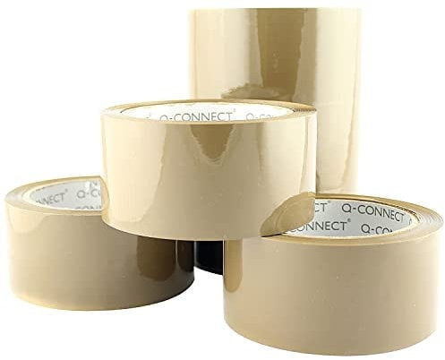 Q-Connect KF04381 Ruban adhésif d'emballage silencieux, Marron - Lot de 6