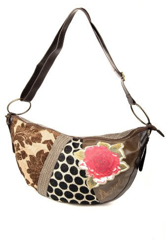Desigual Bols_Judia Patch Big Rose 28X5041, Damen Umhängetaschen, Braun (Tabaco 6001), 49x24x8. cm cm (B x H x T)