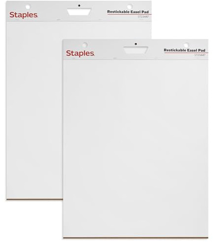 Staples Easel Pad, 25x30 Inch, Repositionable, 30 Sheets, 2-Pack